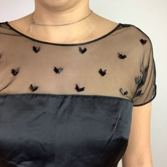 VERA WANG LAVENDER LABEL SILK TULLE SHEER BEADING DRESS - Picture 2 of 10